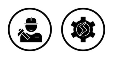 Worker and Setting Icon vector