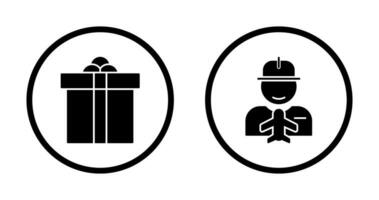 Gift Box and Worker Icon vector