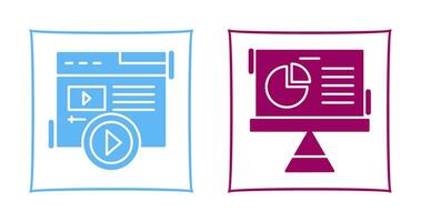 Video Content and Pie Chart Icon vector