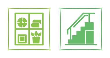 Bookshelf and Stairs Icon vector