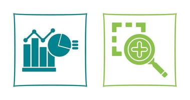 Bar Chat and Zoom In Icon vector