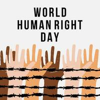 flat world human right day illustration with hands vector