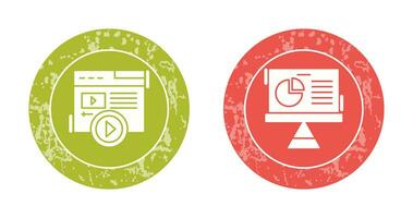Video Content and Pie Chart Icon vector