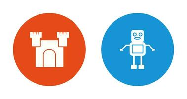 castillo y robot icono vector