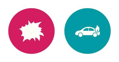 explosion and car on fire  Icon vector