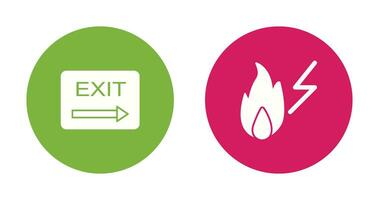 exit and electricity fire Icon vector