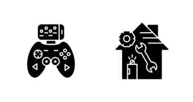 juego controlador y hogar reparar icono vector