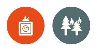 fire in forest and fire in socket Icon vector