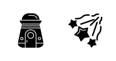 space capsule And falling stars Icon vector
