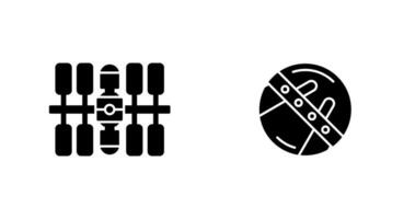 space station and sputnik Icon vector