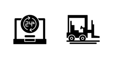 24 horas y máquina elevadora icono vector