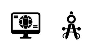 monitor and compass Icon vector
