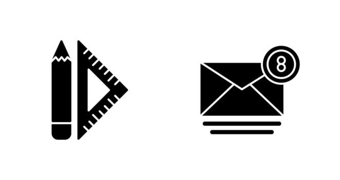 set square and mail Icon vector