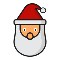santa claus face with hat, simple icon and illustration on transparent background png