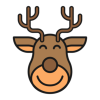 reindeer head with horns on transparent background, simple icon and illustration png