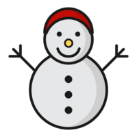 snowman with red hat on transparent background, simple illustration png