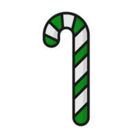 candy cane icon, green and white striped candy cane icon on transparent background, simple illustration png