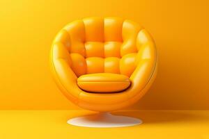 Orange chair of a spherical shape on an orange background, 3D. AI Generative photo