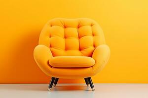 Orange modern chair on orange background. AI Generative photo