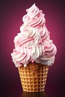 AI generative. Christmas ice cream in the shape of a pink Christmas ornament photo