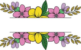 vector Isolated Colorful line frame icon leaf floral border divider with circular rectangle