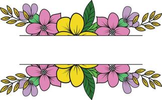 vector Isolated Colorful line frame icon leaf floral border divider with circular rectangle