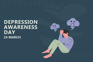 Depression Awareness Day background. The man is depressed vector