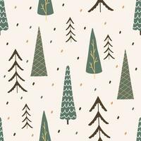 Christmas seamless pattern, with a tree, a pine tree, a festive atmosphere, a magic forest. vector