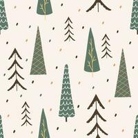 Christmas seamless pattern, with a tree, a pine tree, a festive atmosphere, a magic forest. vector