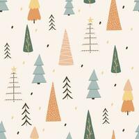 Christmas seamless pattern, with a tree, a pine tree, a festive atmosphere, a magic forest. vector