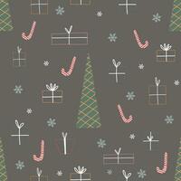 Christmas seamless pattern, with a tree, a pine tree, a festive atmosphere, a magic forest. vector