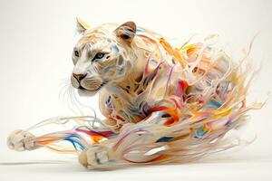 Abstract tiger with complex motion and hazy color, Generative AI illustration photo