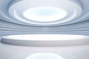 Abstract futuristic architecture background, Minimal technology white backdrop, Generative AI illustration photo