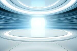 Abstract futuristic architecture background, Minimal technology white backdrop, Generative AI illustration photo