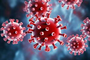 AI Generative. Design featuring the BA.2.86 Pirola Coronavirus new variant, with a prominent virus sign in striking colors. photo