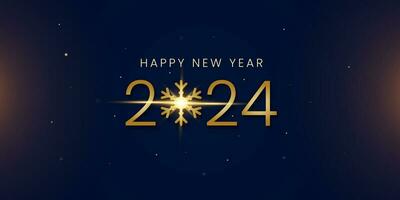 2024 new year eve. Happy new year 2024 invitation poster with golden snowflake. vector