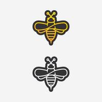 bee and honey logo vector design and insect animal illustration