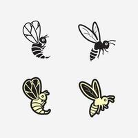 abeja y miel logo vector diseño y insecto animal ilustración