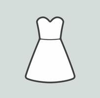 Women's strapless evening dress. Clothes line icon on a background. Vector illustration.