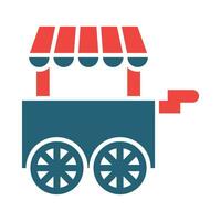 Ice Cream Cart Vector Glyph Two Color Icon For Personal And Commercial Use.