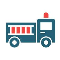 Fire Truck Vector Glyph Two Color Icon For Personal And Commercial Use.