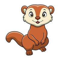 Cute weasel cartoon on white background vector