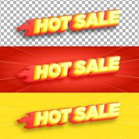 caliente rebaja póster o bandera con caliente fuego. 3d texto caliente ventas bandera modelo diseño Campaña 02 vector