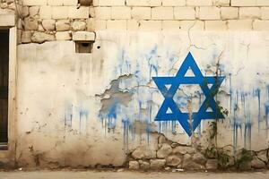 AI generative. Graffiti on the wall depicting the Star of David photo