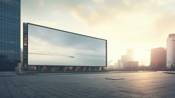 Empty Large Billboard Advertisement Mockup on the Modern Building Exterior photo