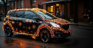 Car decorated for new year photo