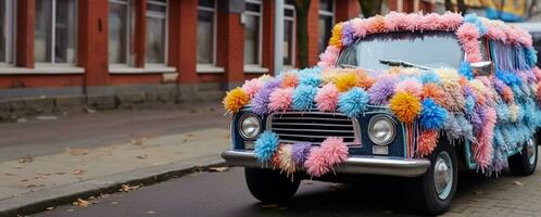 Car decorated for new year photo