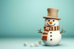 Snowman isolated on a pastel background photo