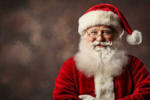 Santa Claus isolated on a pastel background with a place for text photo