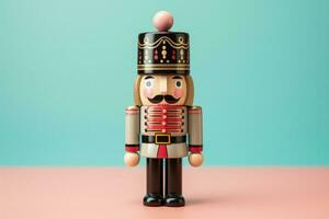 Nutcracker isolated on a pastel background photo